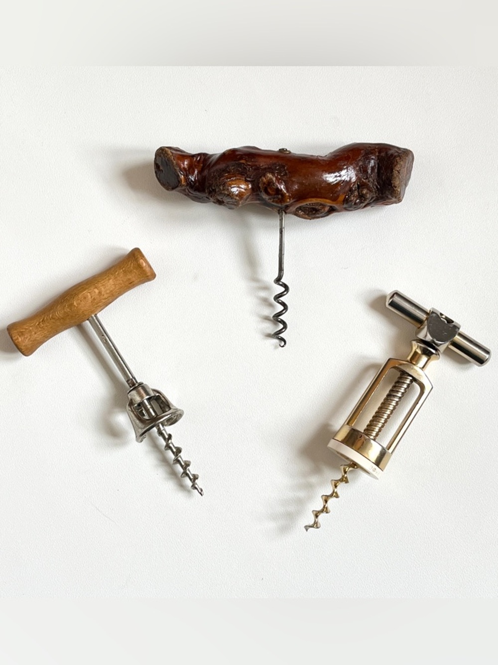 Vintage Burl Wood Cork Screw Corkcrew Bottle Opener Grapevine Vintage French Bar - Picture 8 of 8